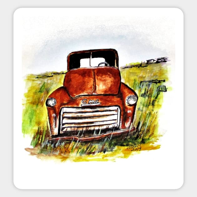 Rusted Farm Truck Sticker by cjkell